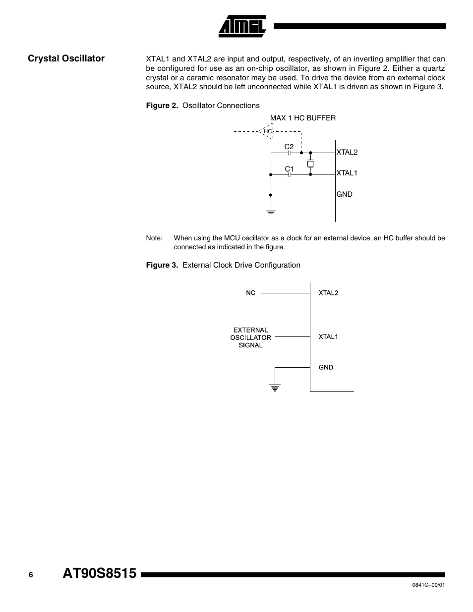 Crystal oscillator | Rainbow Electronics AT90S8515 User Manual | Page 6 / 112