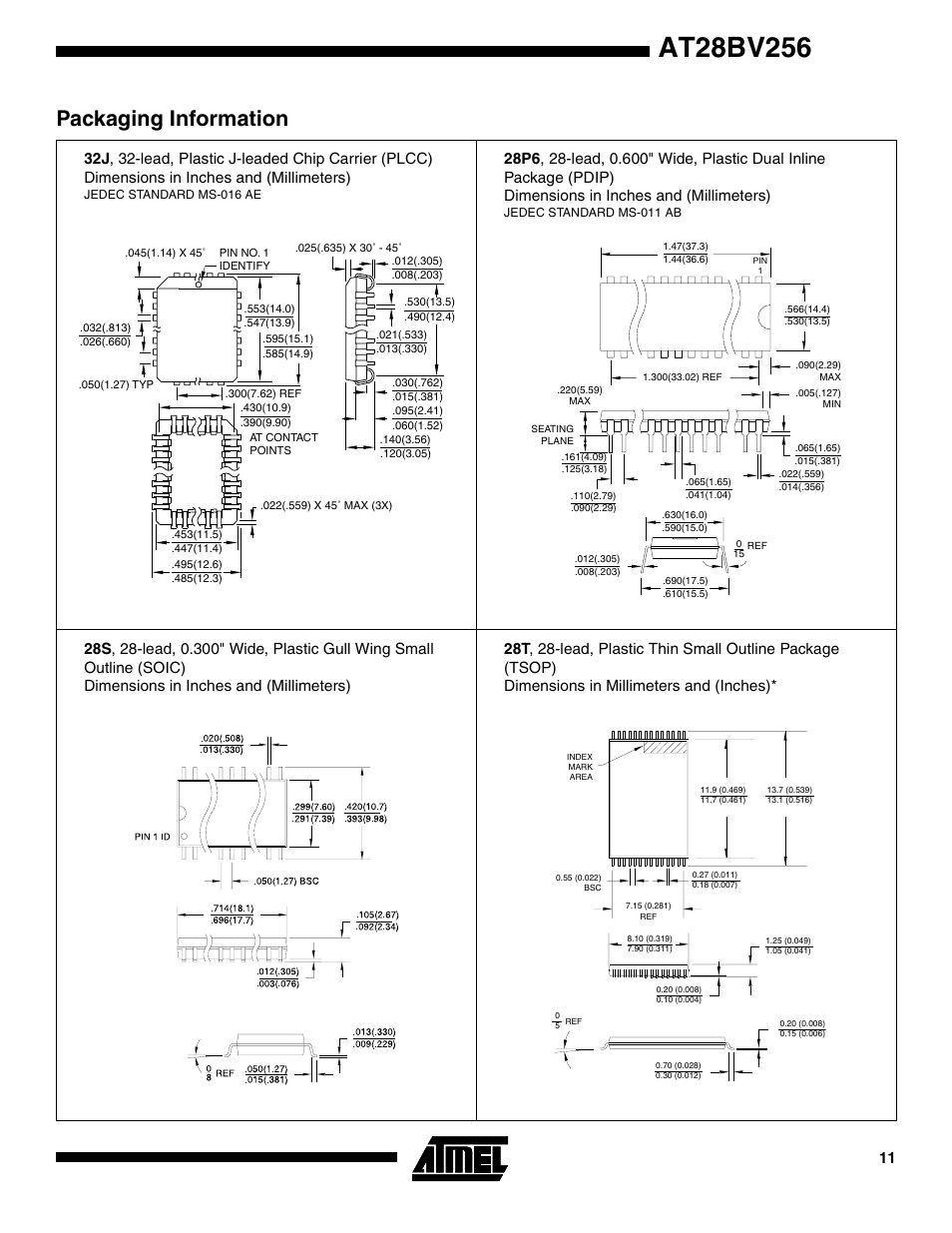 Packaging information | Rainbow Electronics AT28BV256 User Manual | Page 11 / 12