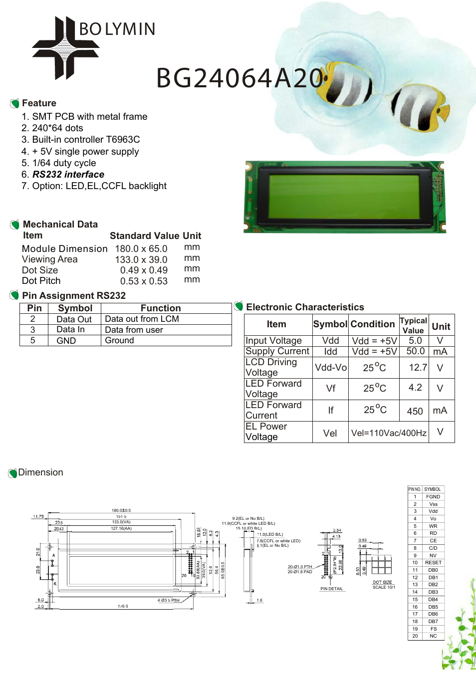 Rainbow Electronics BG24064A20 User Manual | 1 page