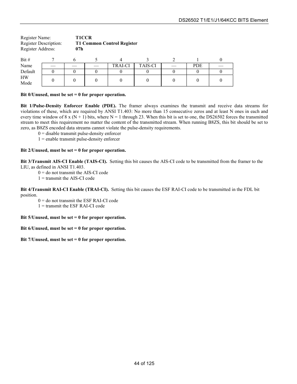 Rainbow Electronics DS26502 User Manual | Page 44 / 125