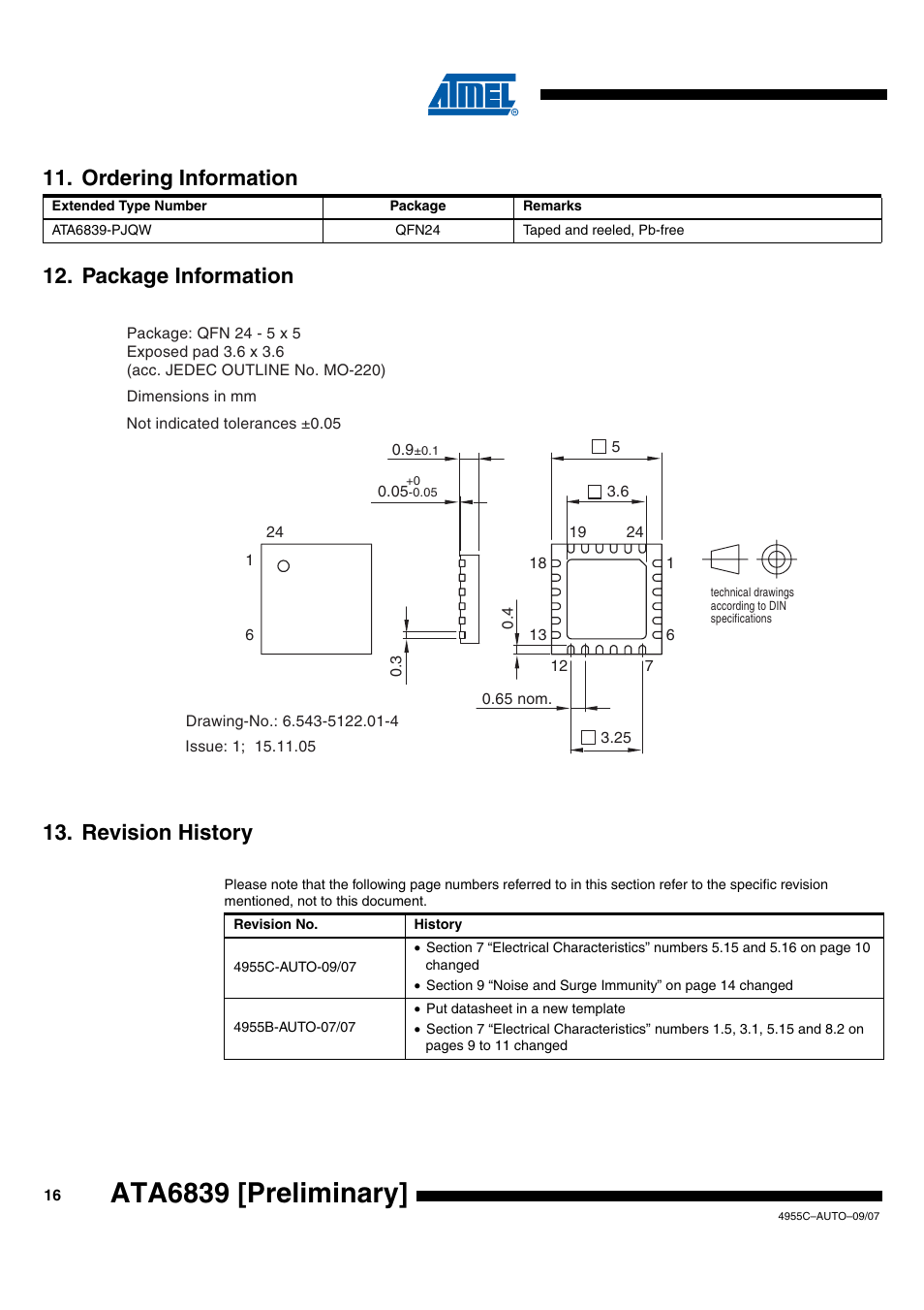 Ata6839 [preliminary | Rainbow Electronics ATA6839 User Manual | Page 16 / 17