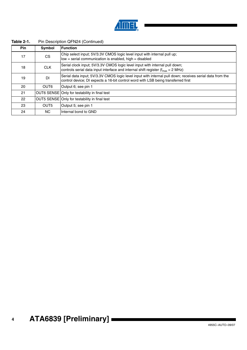 Ata6839 [preliminary | Rainbow Electronics ATA6839 User Manual | Page 4 / 17