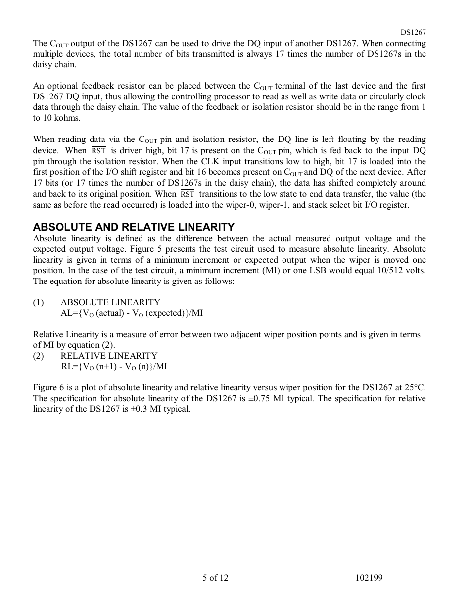 Absolute and relative linearity | Rainbow Electronics DS1267 User Manual | Page 5 / 12