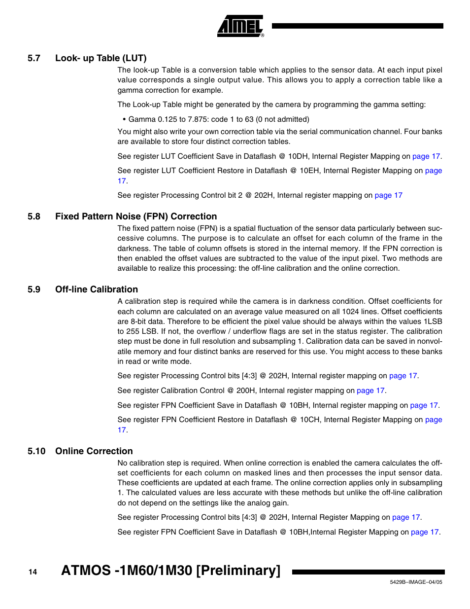 7 look- up table (lut), 8 fixed pattern noise (fpn) correction, 9 off-line calibration | 10 online correction | Rainbow Electronics ATMOS™ 1M60 User Manual | Page 14 / 26
