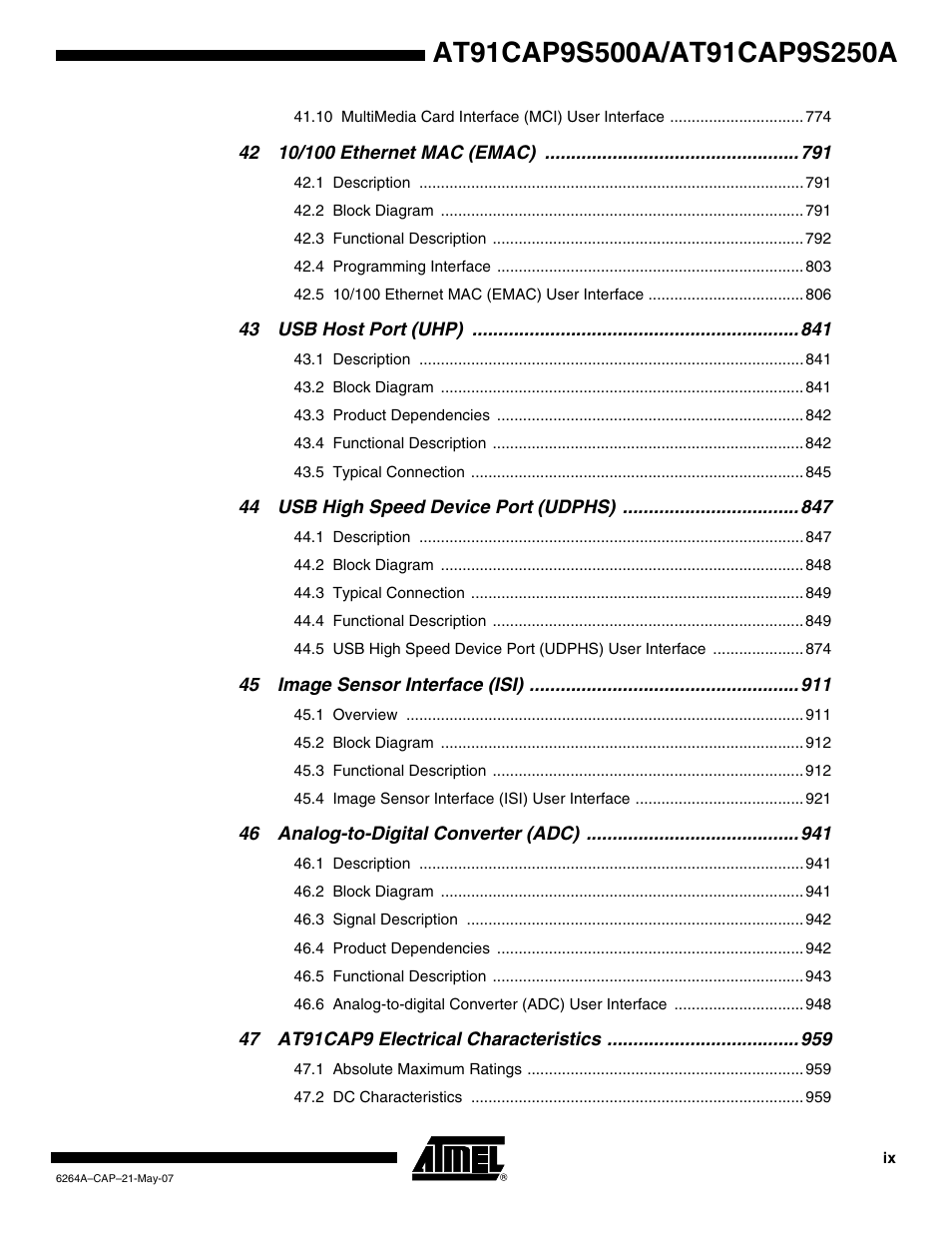 Rainbow Electronics AT91CAP9S250A User Manual | Page 1005 / 1008
