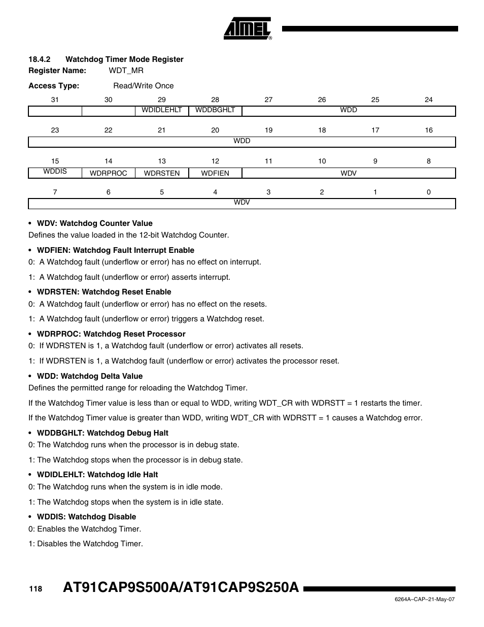 2 watchdog timer mode register | Rainbow Electronics AT91CAP9S250A User Manual | Page 118 / 1008