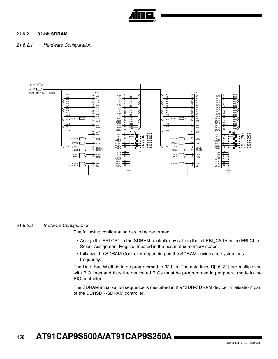 2 32-bit sdram, Not used a12, a15) | Rainbow Electronics AT91CAP9S250A User Manual | Page 158 / 1008