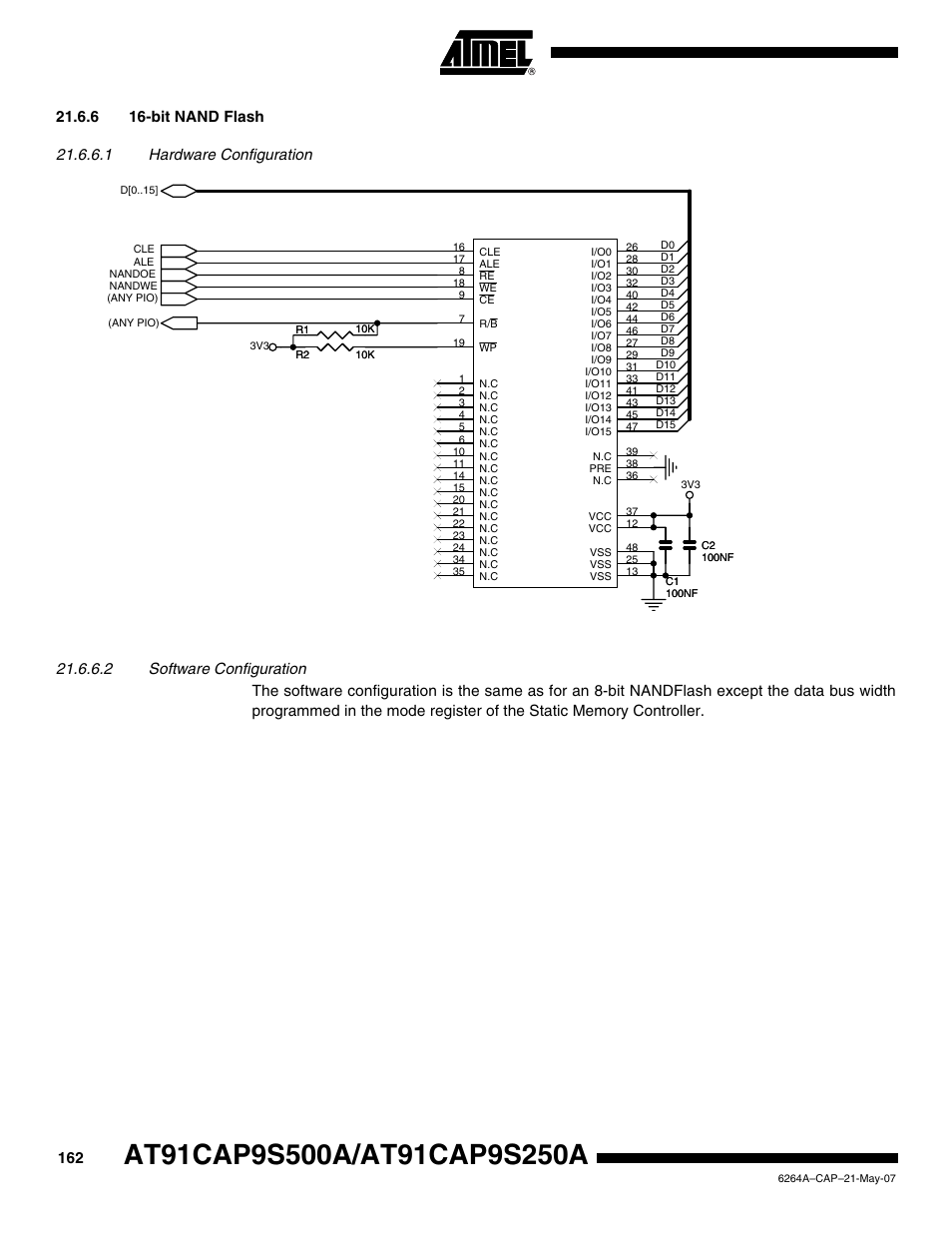 6 16-bit nand flash, 2 gb, Tsop48 package | Rainbow Electronics AT91CAP9S250A User Manual | Page 162 / 1008