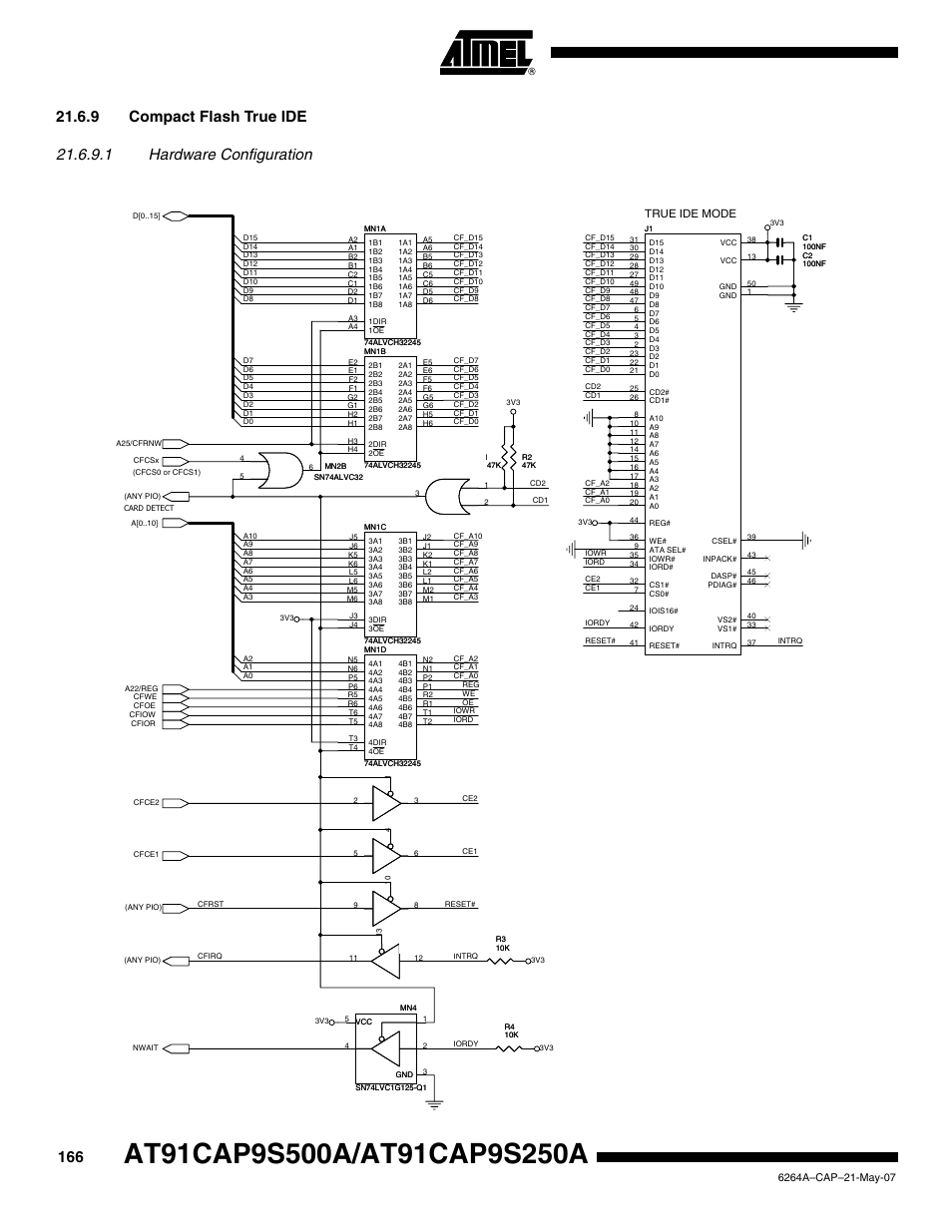 9 compact flash true ide, True ide mode | Rainbow Electronics AT91CAP9S250A User Manual | Page 166 / 1008