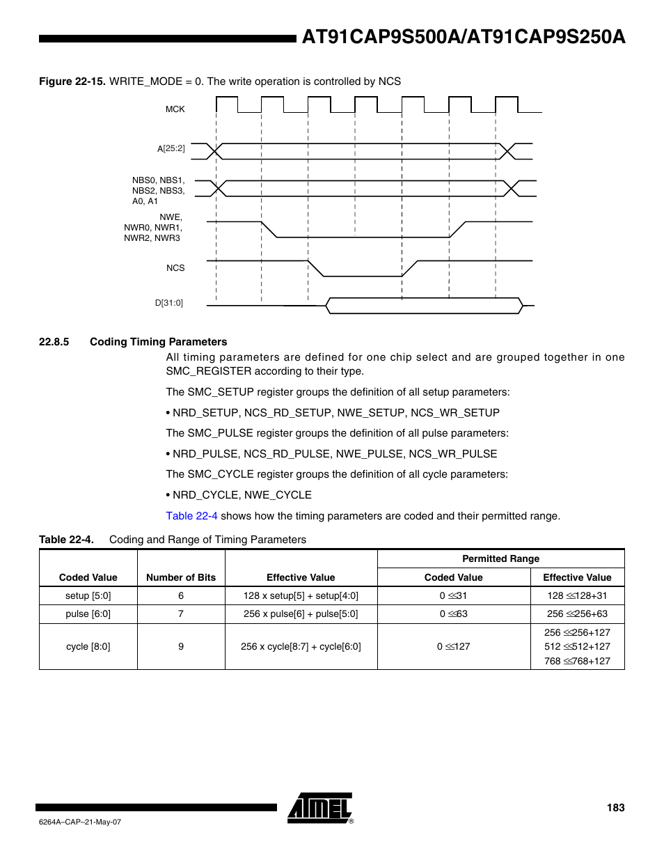 5 coding timing parameters, Figure 22-15 | Rainbow Electronics AT91CAP9S250A User Manual | Page 183 / 1008