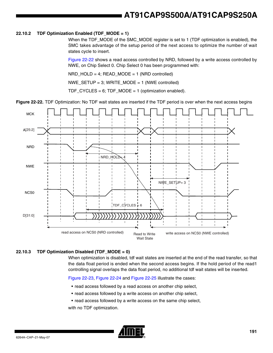 2 tdf optimization enabled (tdf_mode = 1), 3 tdf optimization disabled (tdf_mode = 0) | Rainbow Electronics AT91CAP9S250A User Manual | Page 191 / 1008