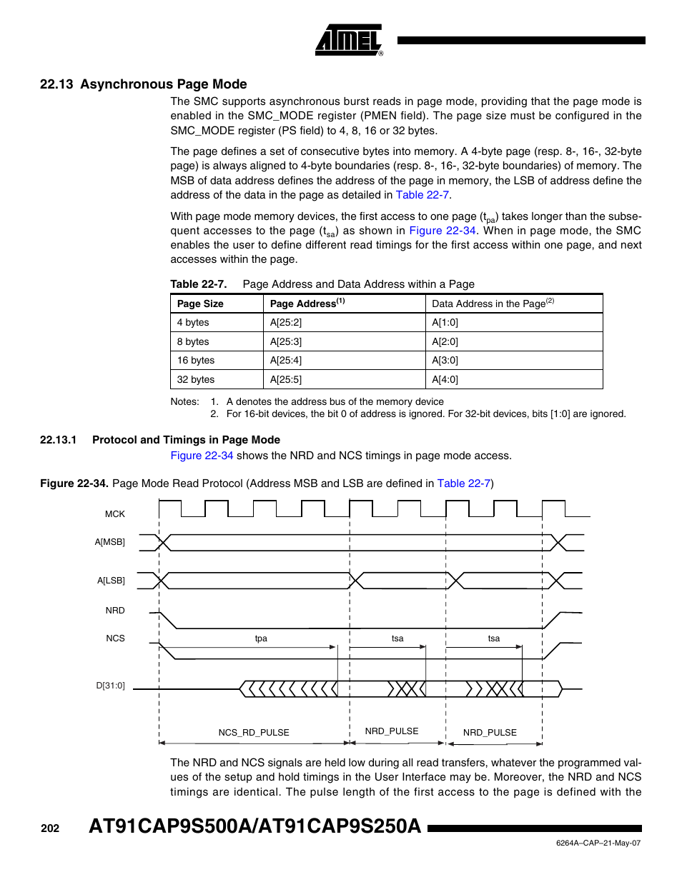13 asynchronous page mode | Rainbow Electronics AT91CAP9S250A User Manual | Page 202 / 1008