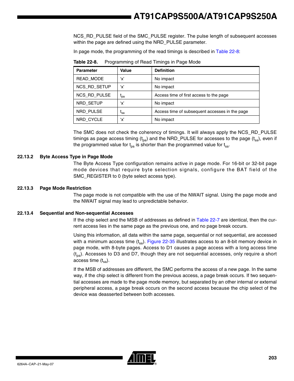 4 sequential and non-sequential accesses | Rainbow Electronics AT91CAP9S250A User Manual | Page 203 / 1008