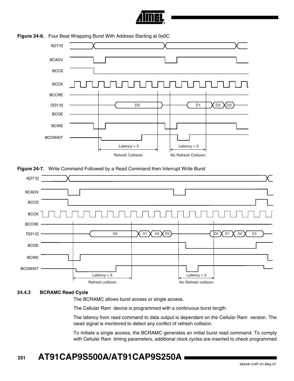 3 bcramc read cycle | Rainbow Electronics AT91CAP9S250A User Manual | Page 251 / 1008