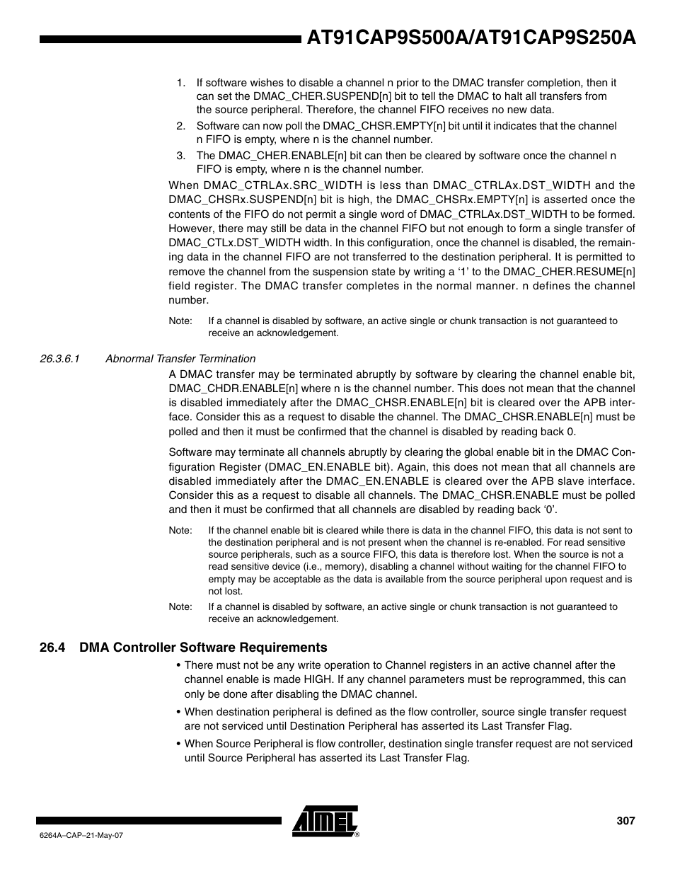 4 dma controller software requirements | Rainbow Electronics AT91CAP9S250A User Manual | Page 307 / 1008