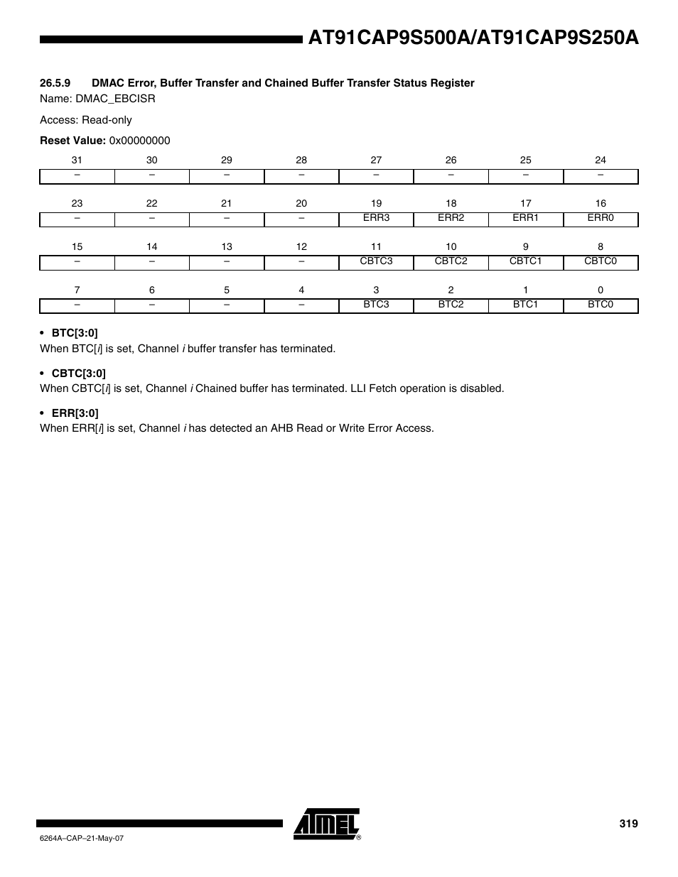 Rainbow Electronics AT91CAP9S250A User Manual | Page 319 / 1008