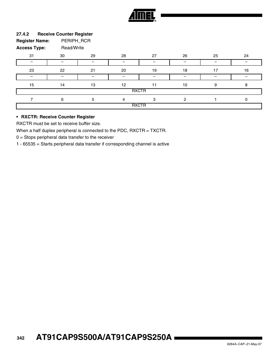 2 receive counter register | Rainbow Electronics AT91CAP9S250A User Manual | Page 342 / 1008