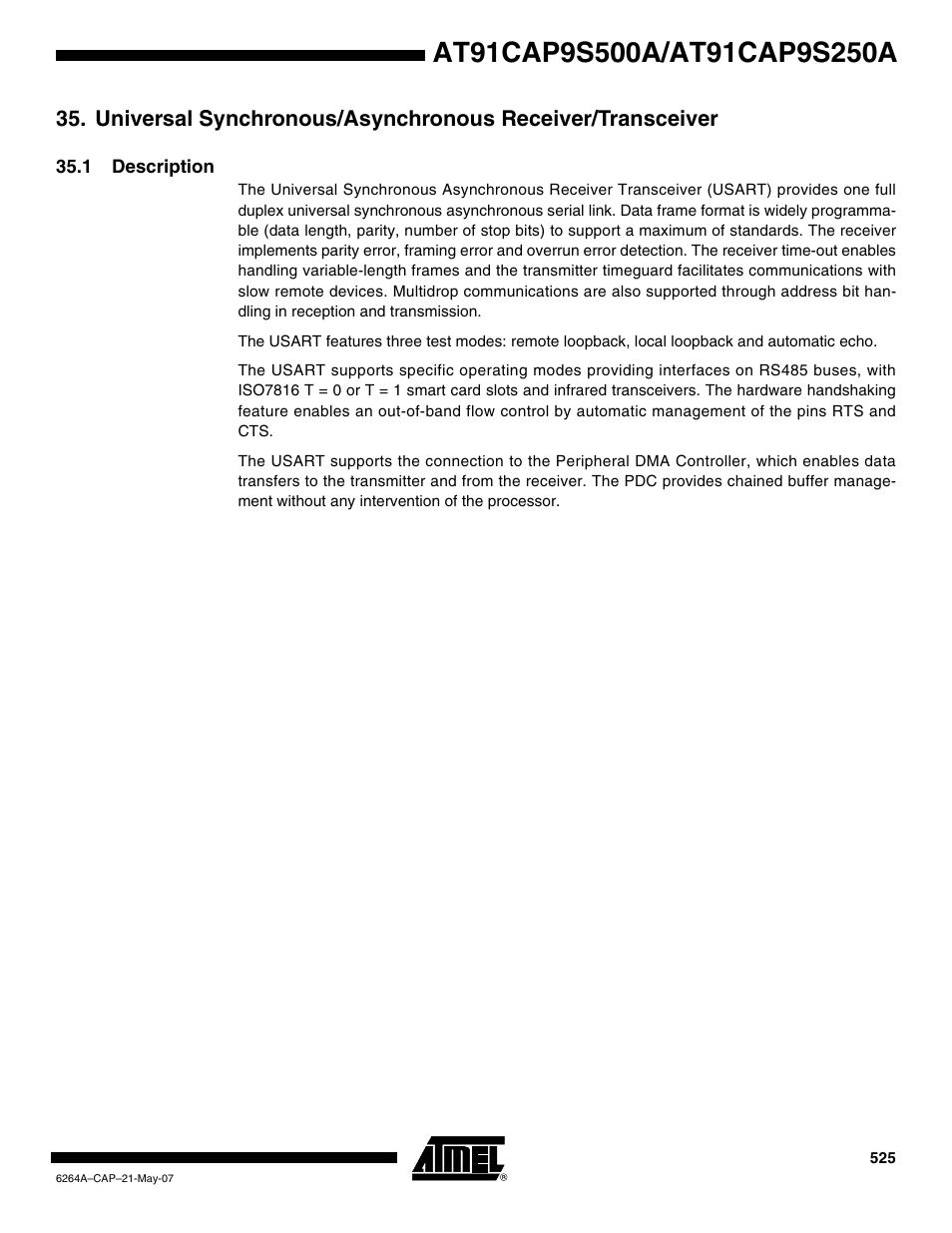 1 description | Rainbow Electronics AT91CAP9S250A User Manual | Page 525 / 1008