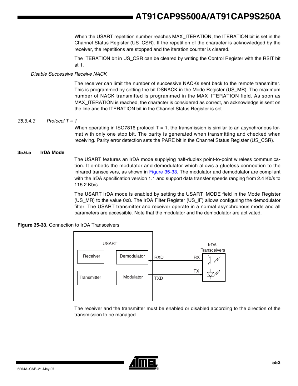 5 irda mode | Rainbow Electronics AT91CAP9S250A User Manual | Page 553 / 1008
