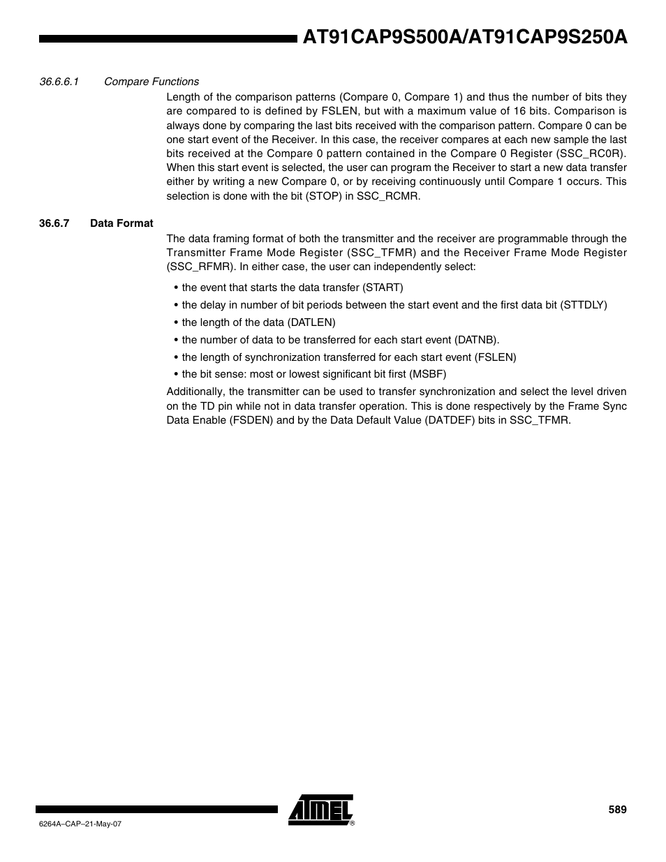 7 data format | Rainbow Electronics AT91CAP9S250A User Manual | Page 589 / 1008