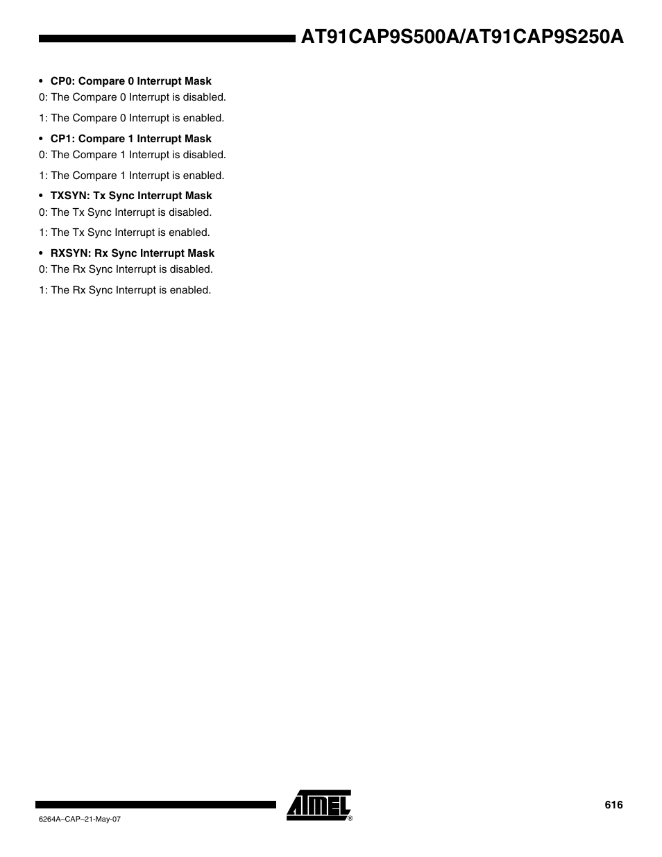 Rainbow Electronics AT91CAP9S250A User Manual | Page 616 / 1008