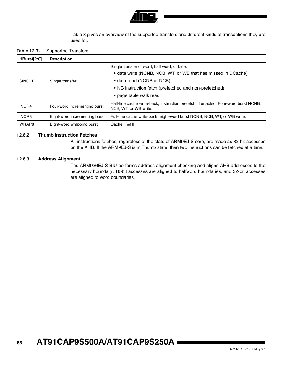 2 thumb instruction fetches, 3 address alignment | Rainbow Electronics AT91CAP9S250A User Manual | Page 66 / 1008