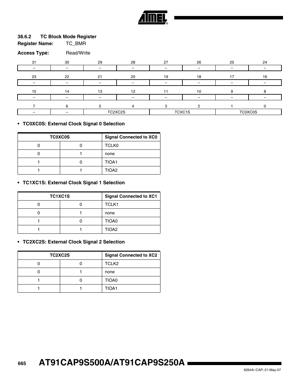 2 tc block mode register | Rainbow Electronics AT91CAP9S250A User Manual | Page 665 / 1008