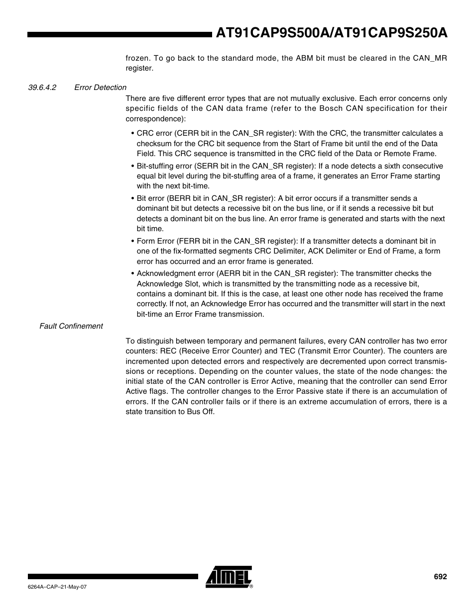 Rainbow Electronics AT91CAP9S250A User Manual | Page 692 / 1008