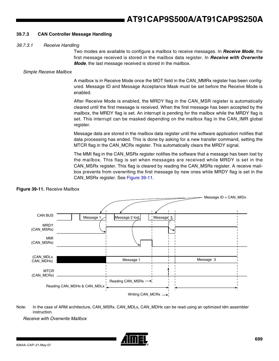 3 can controller message handling | Rainbow Electronics AT91CAP9S250A User Manual | Page 699 / 1008