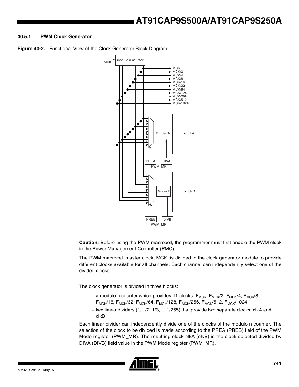 1 pwm clock generator | Rainbow Electronics AT91CAP9S250A User Manual | Page 741 / 1008