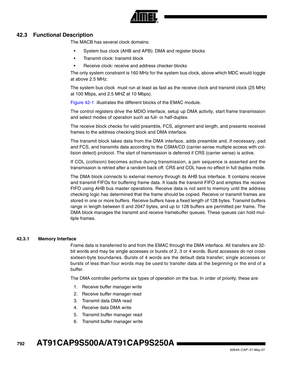 3 functional description, 1 memory interface | Rainbow Electronics AT91CAP9S250A User Manual | Page 792 / 1008