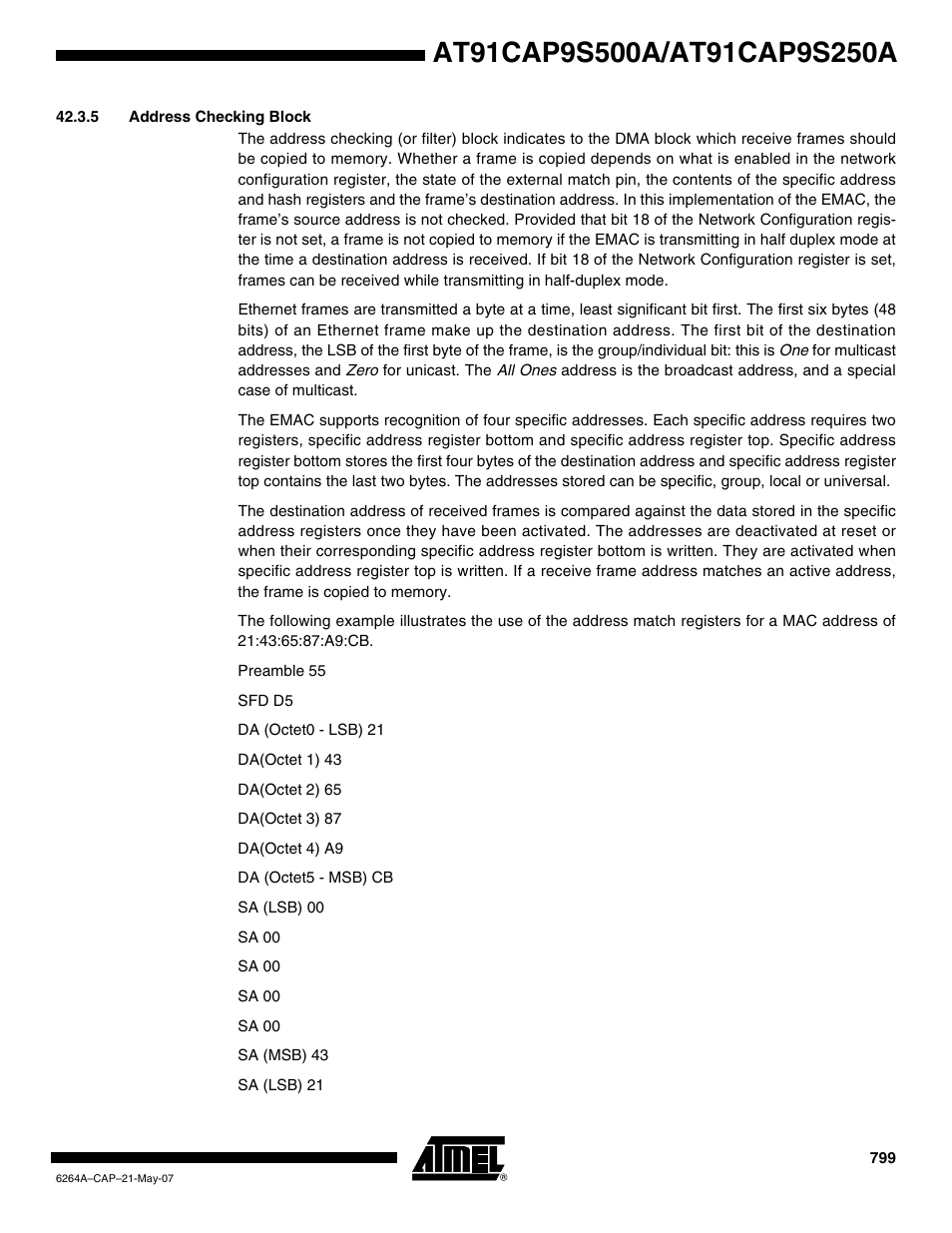 5 address checking block | Rainbow Electronics AT91CAP9S250A User Manual | Page 799 / 1008