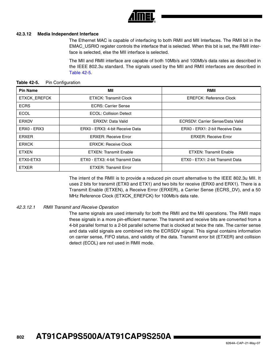 12 media independent interface | Rainbow Electronics AT91CAP9S250A User Manual | Page 802 / 1008