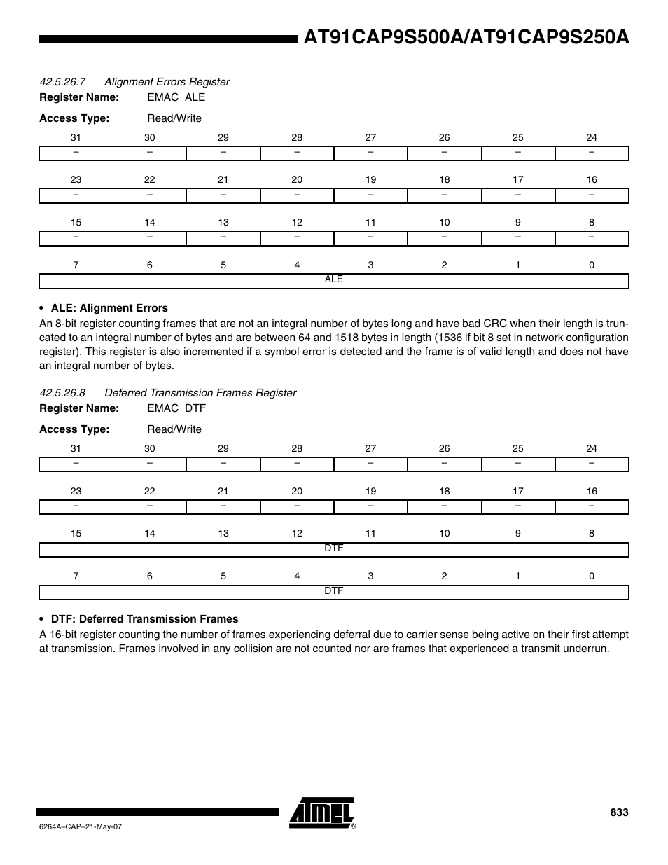 Rainbow Electronics AT91CAP9S250A User Manual | Page 833 / 1008