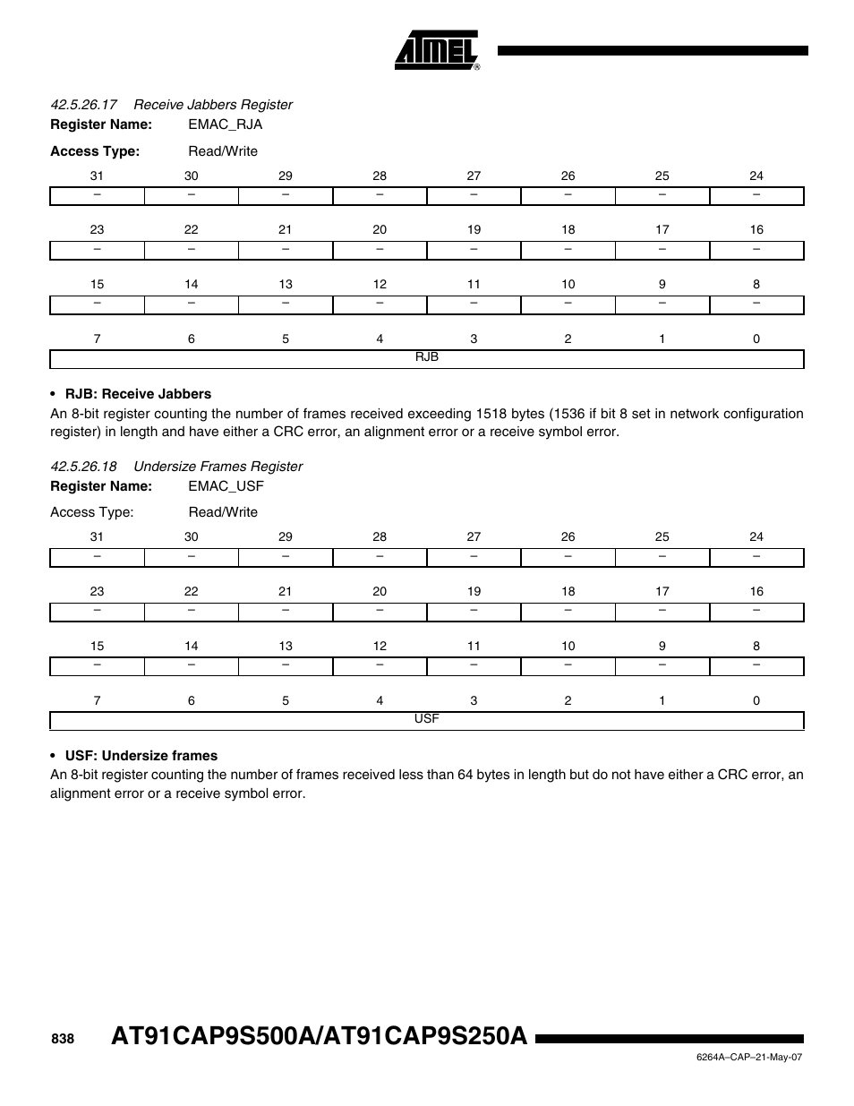 Rainbow Electronics AT91CAP9S250A User Manual | Page 838 / 1008