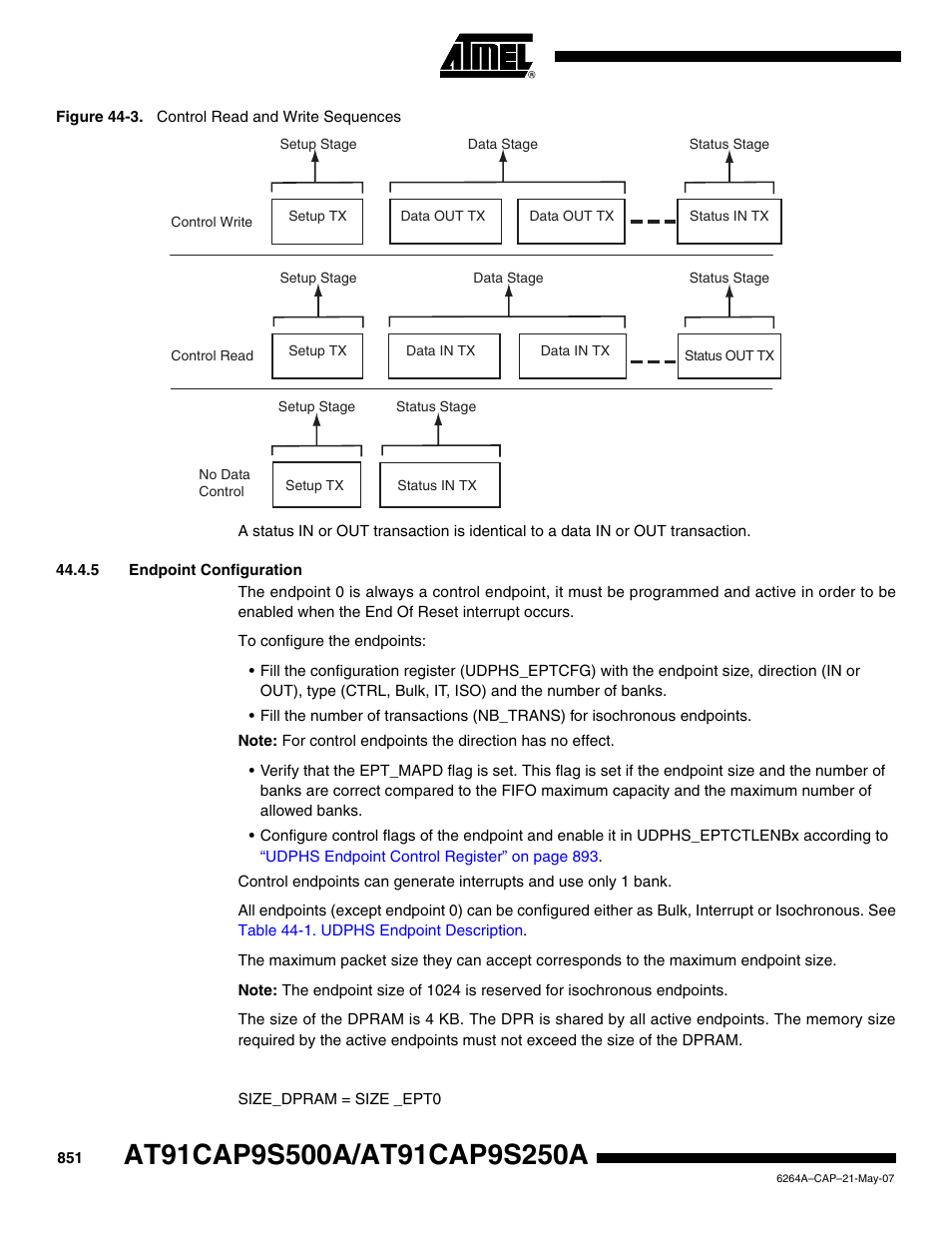 5 endpoint configuration | Rainbow Electronics AT91CAP9S250A User Manual | Page 851 / 1008