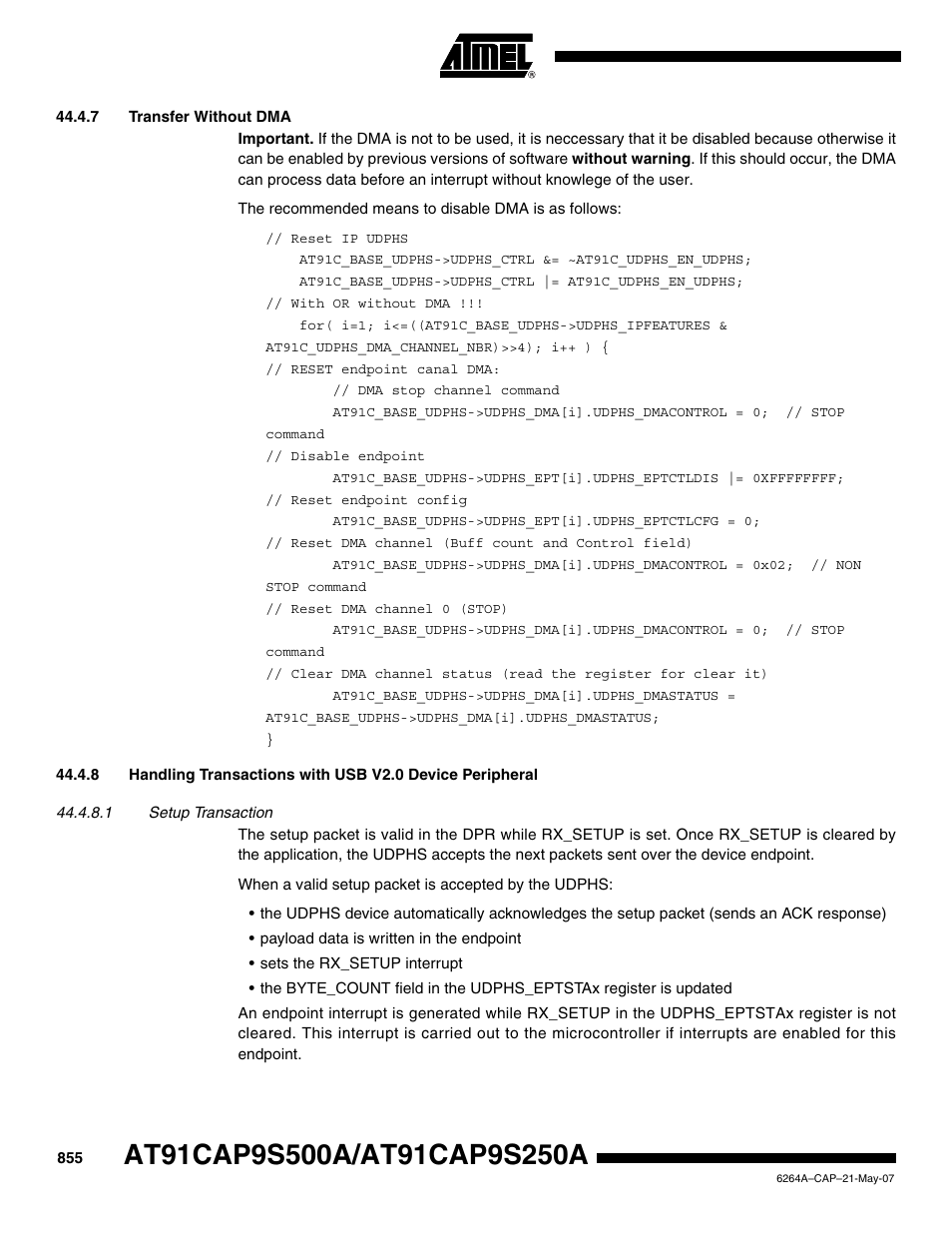 7 transfer without dma | Rainbow Electronics AT91CAP9S250A User Manual | Page 855 / 1008