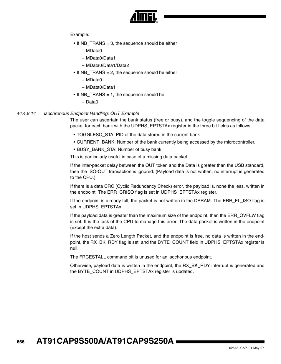 Rainbow Electronics AT91CAP9S250A User Manual | Page 866 / 1008