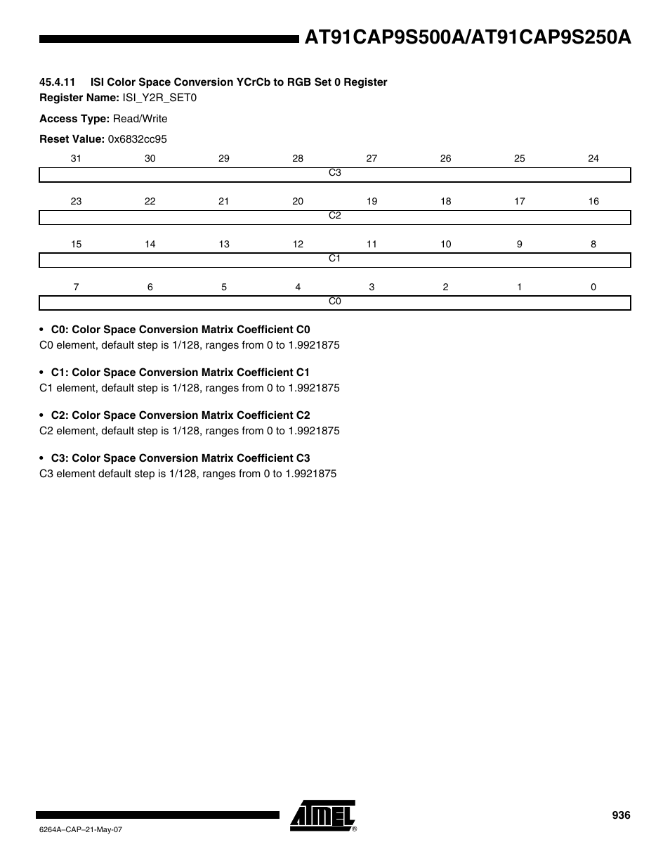 Rainbow Electronics AT91CAP9S250A User Manual | Page 936 / 1008