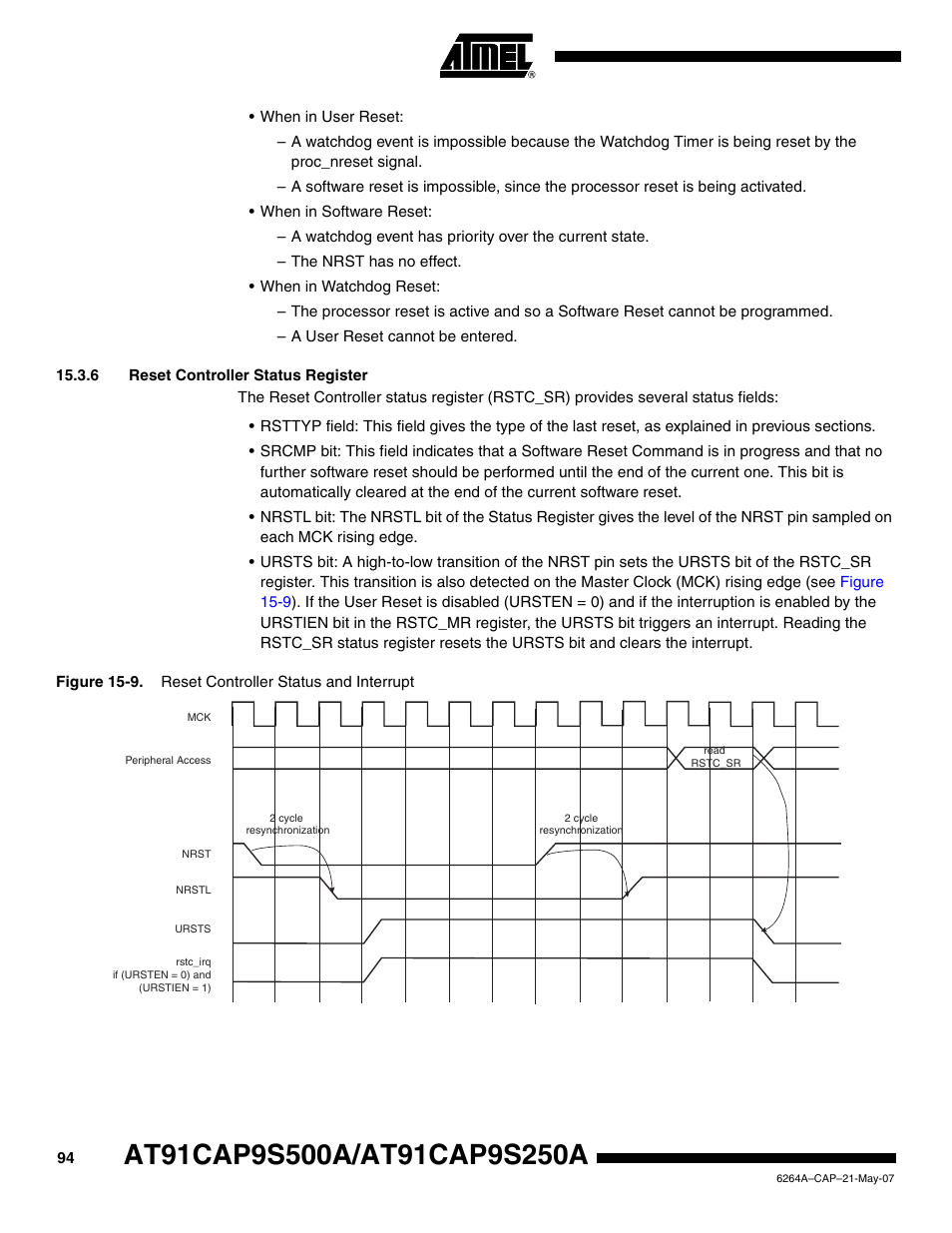 6 reset controller status register | Rainbow Electronics AT91CAP9S250A User Manual | Page 94 / 1008