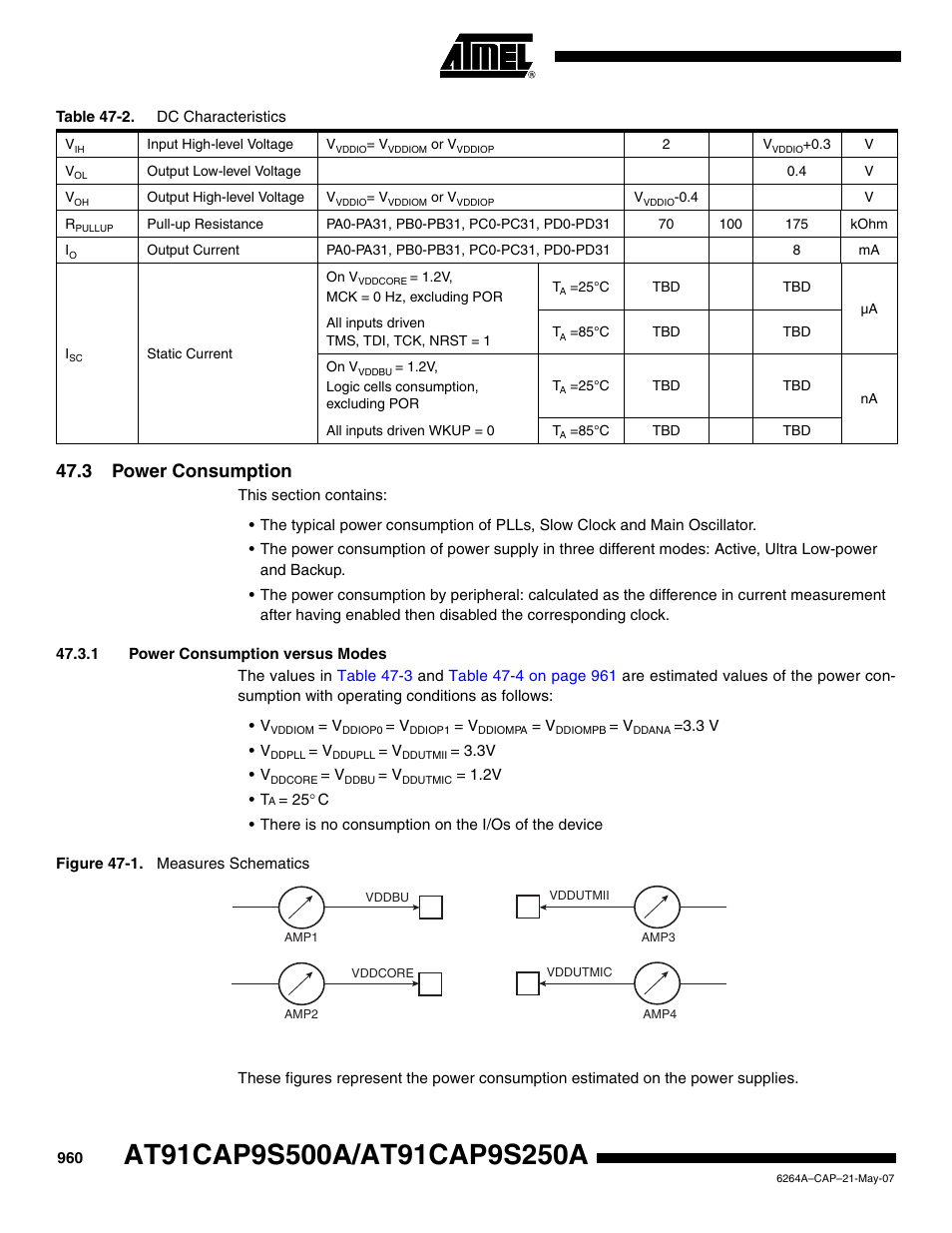 3 power consumption, 1 power consumption versus modes | Rainbow Electronics AT91CAP9S250A User Manual | Page 960 / 1008