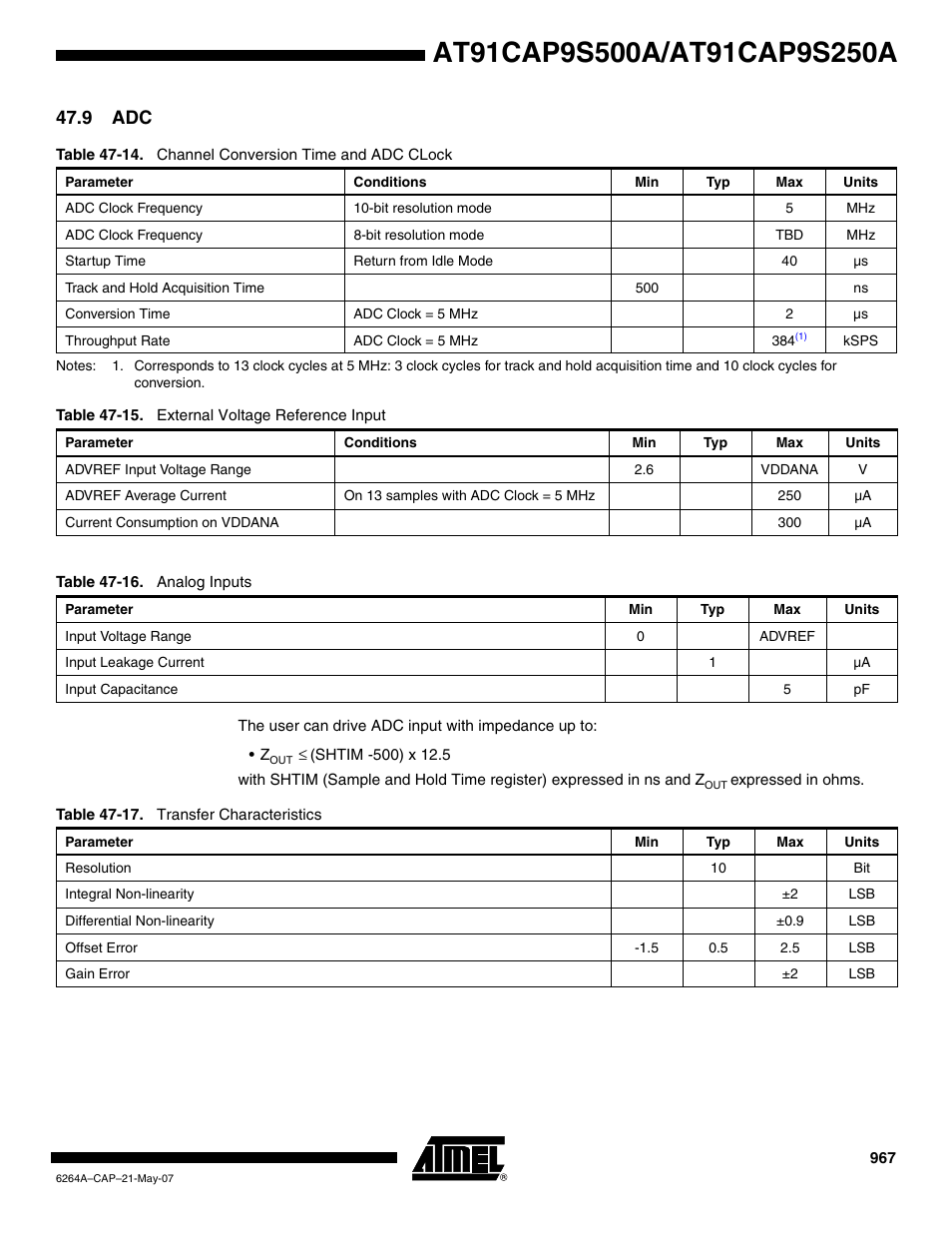 9 adc | Rainbow Electronics AT91CAP9S250A User Manual | Page 967 / 1008