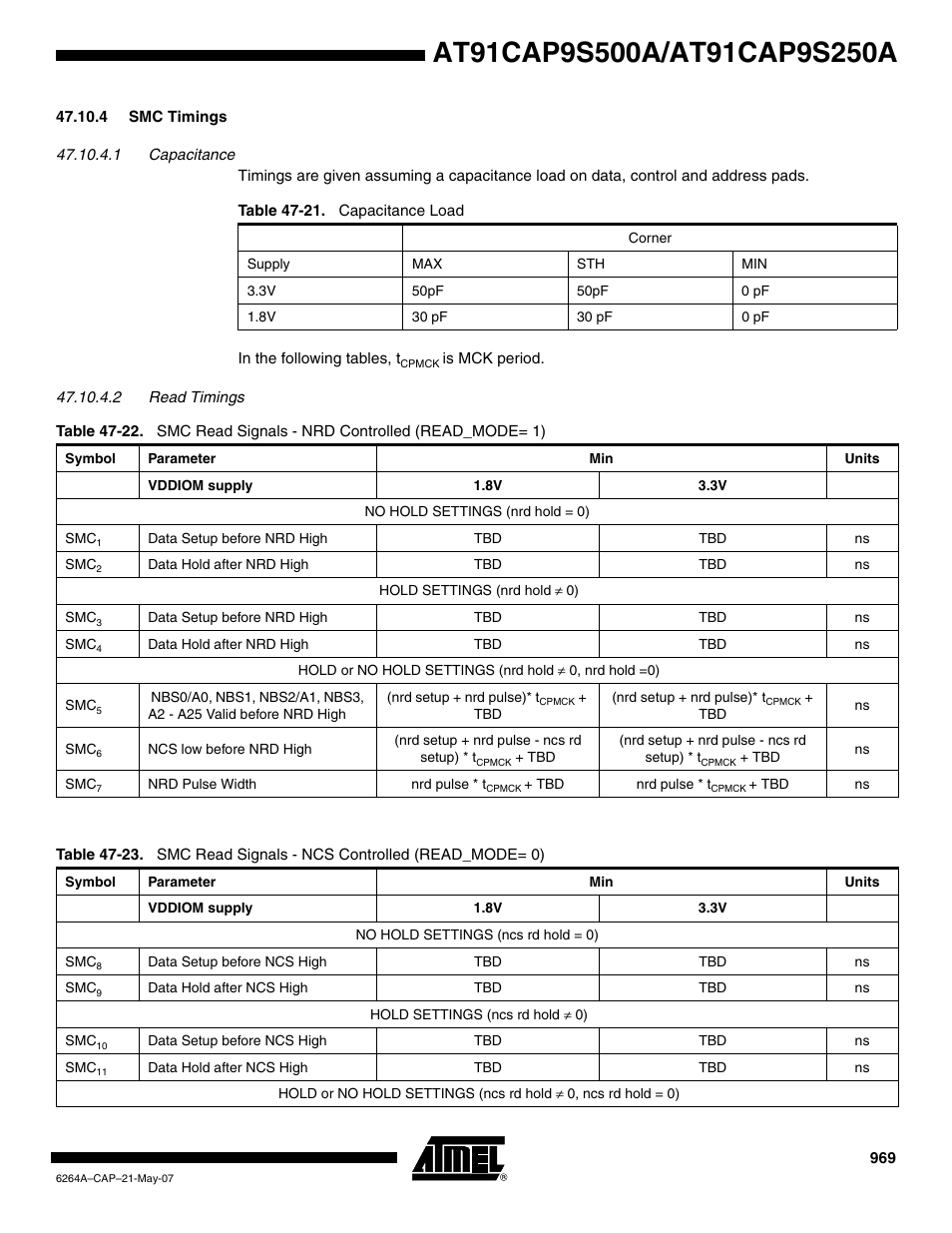 4 smc timings | Rainbow Electronics AT91CAP9S250A User Manual | Page 969 / 1008