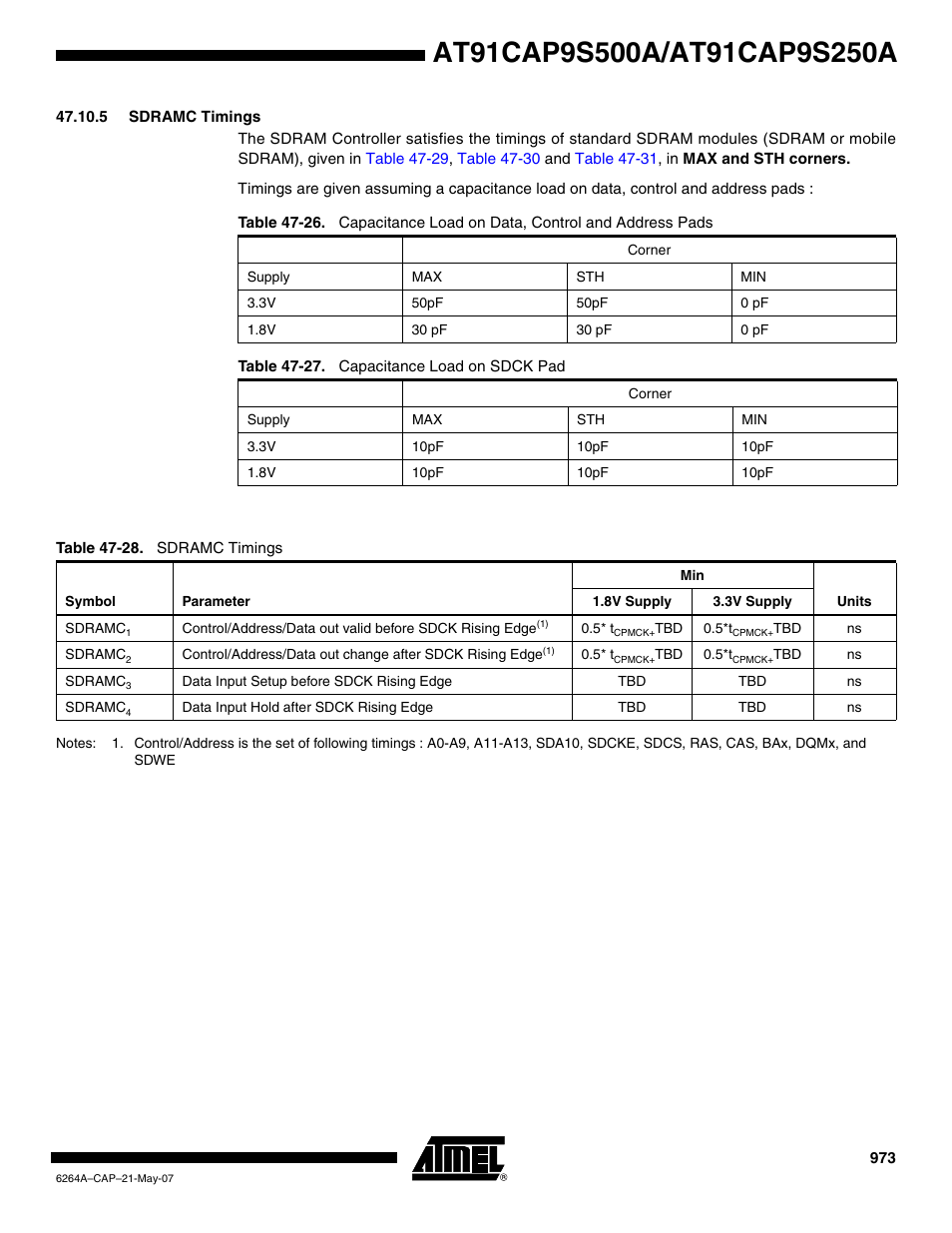 5 sdramc timings | Rainbow Electronics AT91CAP9S250A User Manual | Page 973 / 1008