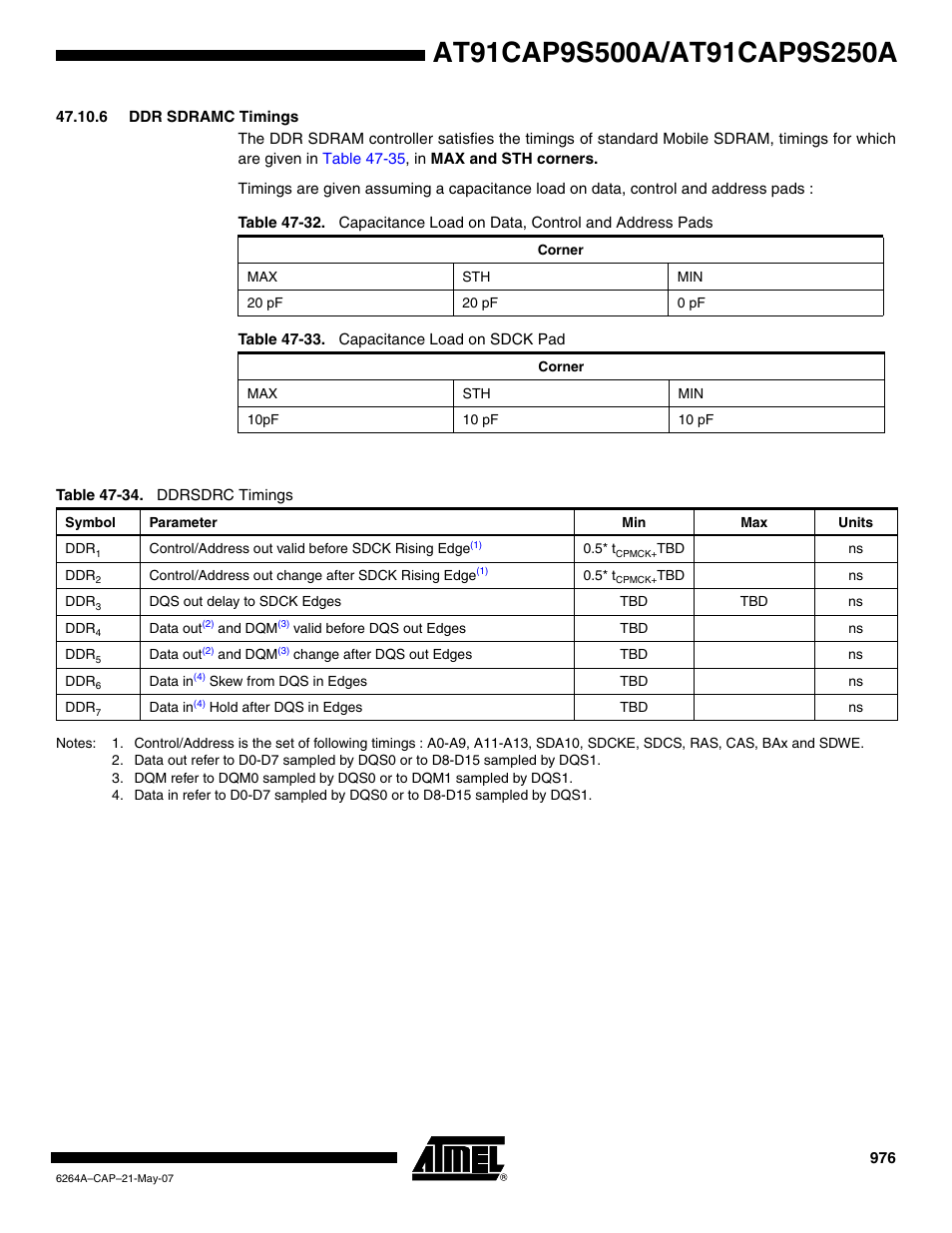 6 ddr sdramc timings | Rainbow Electronics AT91CAP9S250A User Manual | Page 976 / 1008