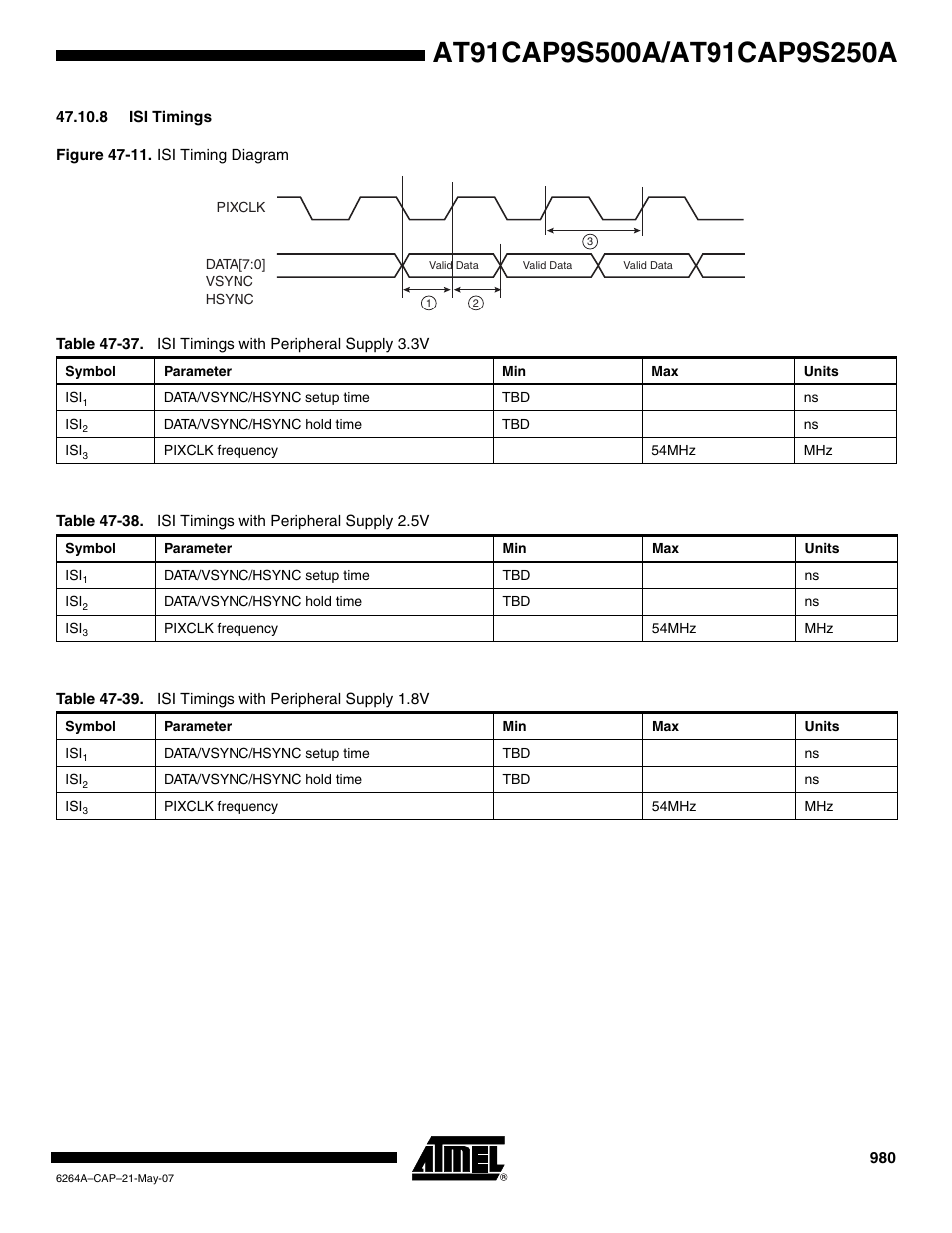 8 isi timings | Rainbow Electronics AT91CAP9S250A User Manual | Page 980 / 1008