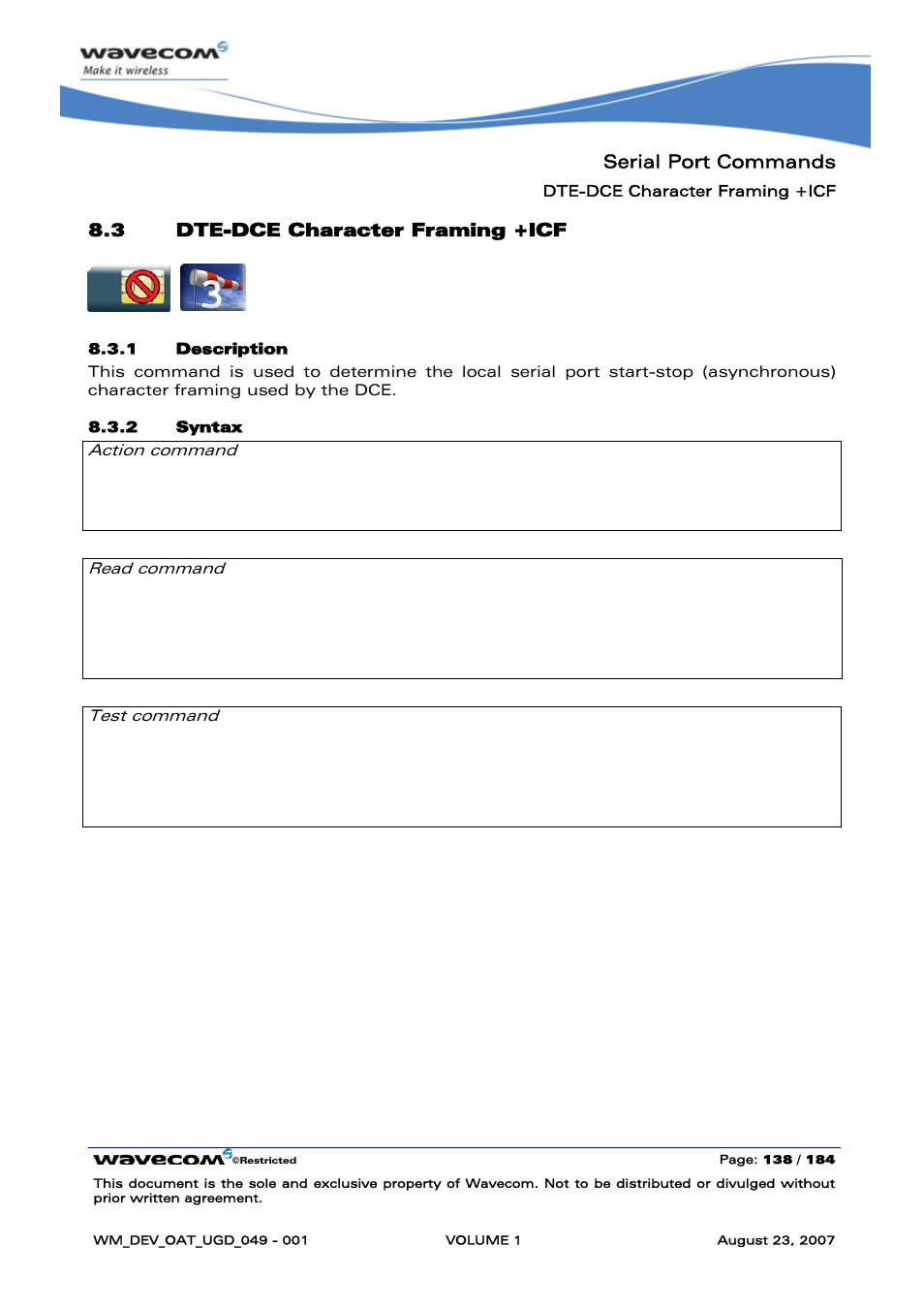 Dte-dce character framing +icf | Rainbow Electronics FARGO MAESTRO 100 (with TCP_IP) User Manual | Page 144 / 787