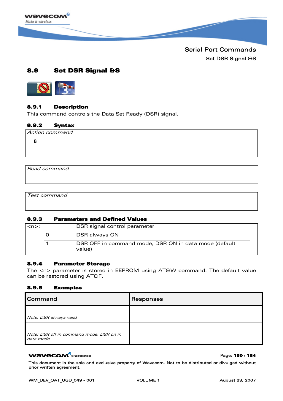 Set dsr signal &s | Rainbow Electronics FARGO MAESTRO 100 (with TCP_IP) User Manual | Page 156 / 787