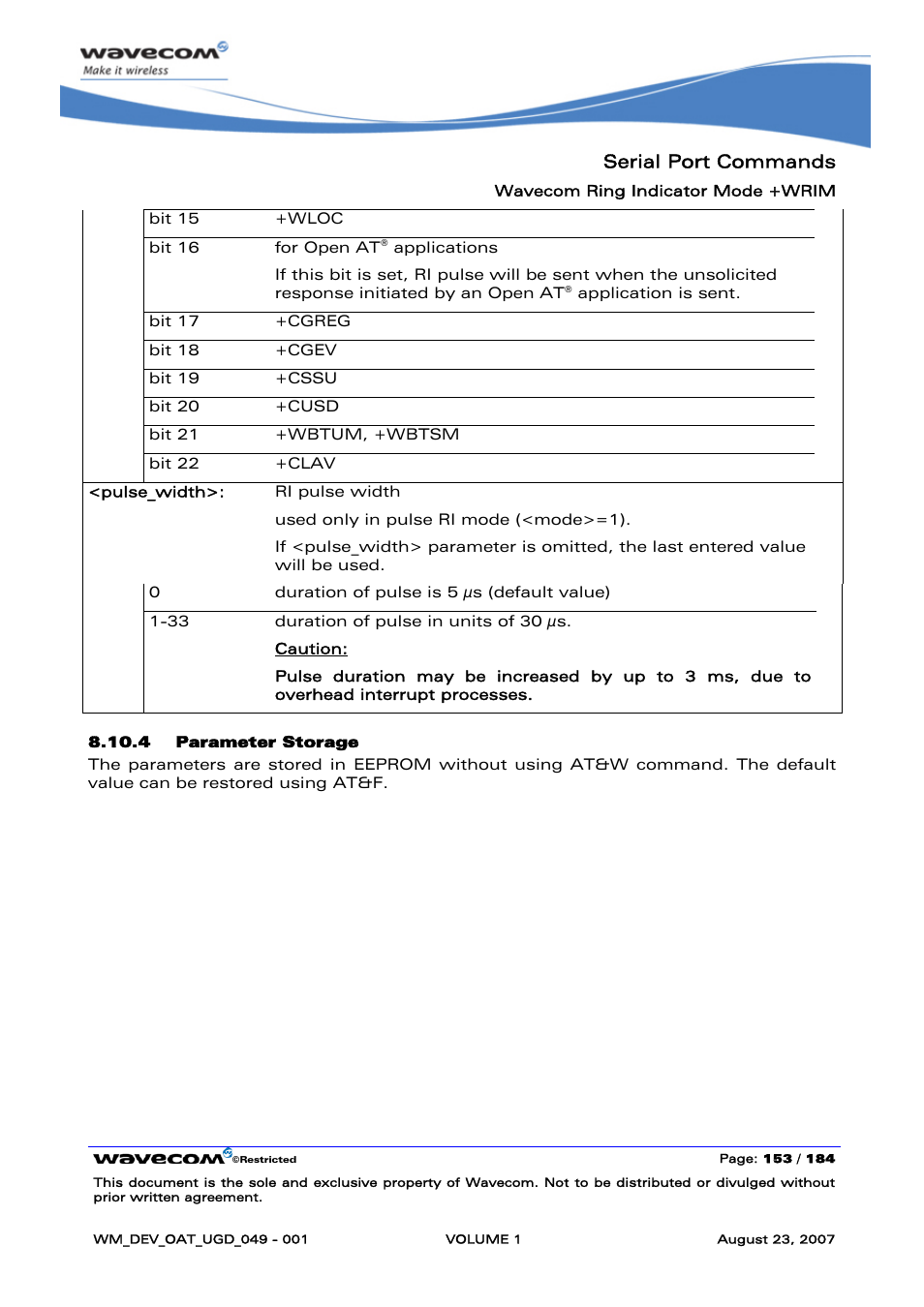 Serial port commands | Rainbow Electronics FARGO MAESTRO 100 (with TCP_IP) User Manual | Page 159 / 787