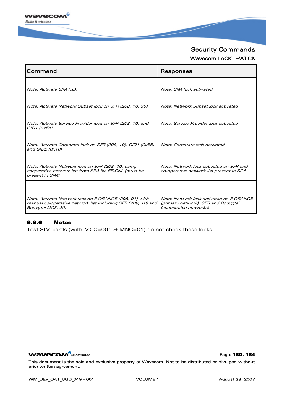 Security commands | Rainbow Electronics FARGO MAESTRO 100 (with TCP_IP) User Manual | Page 186 / 787